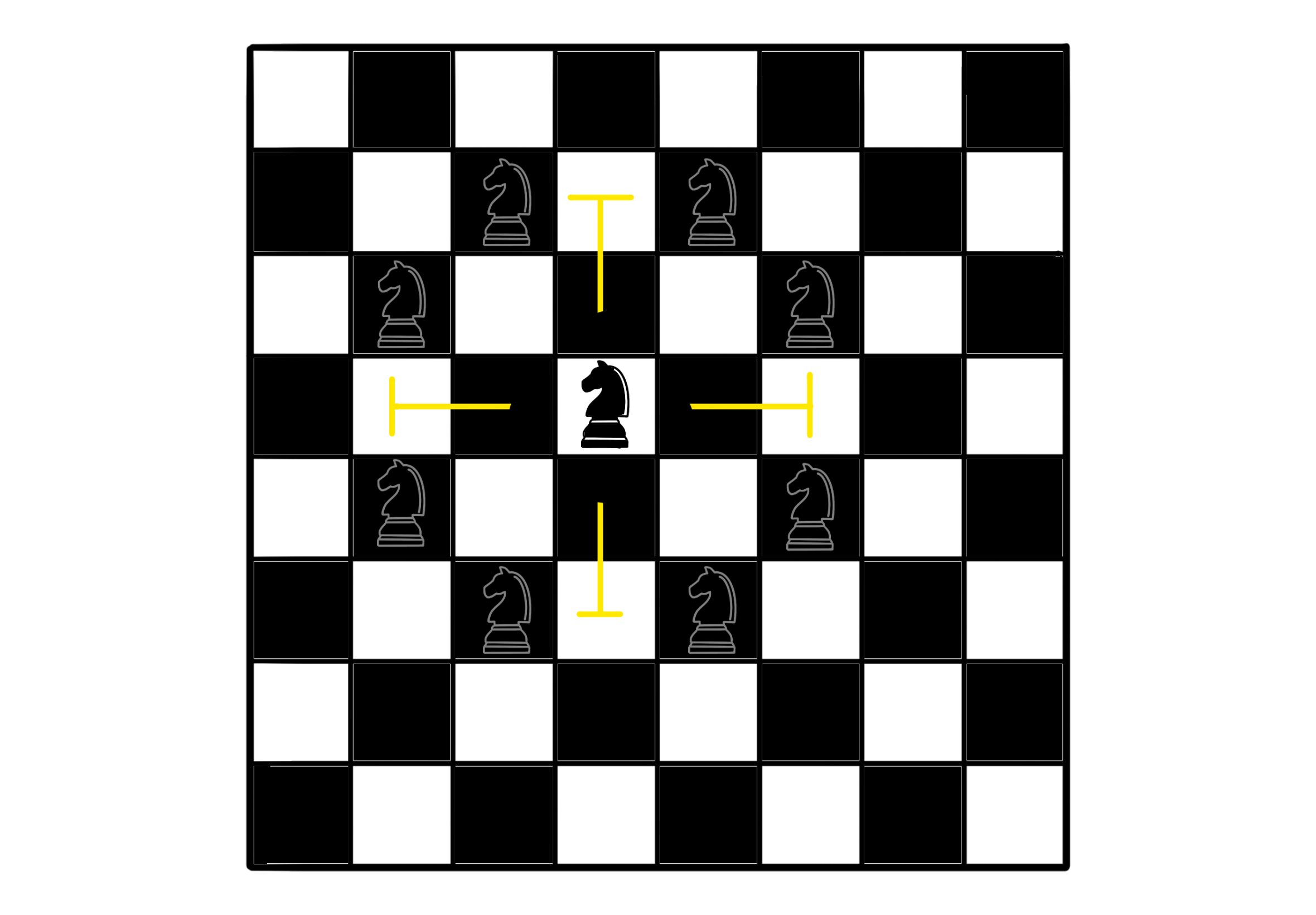 Knight's Tour on a chessboard illustration.